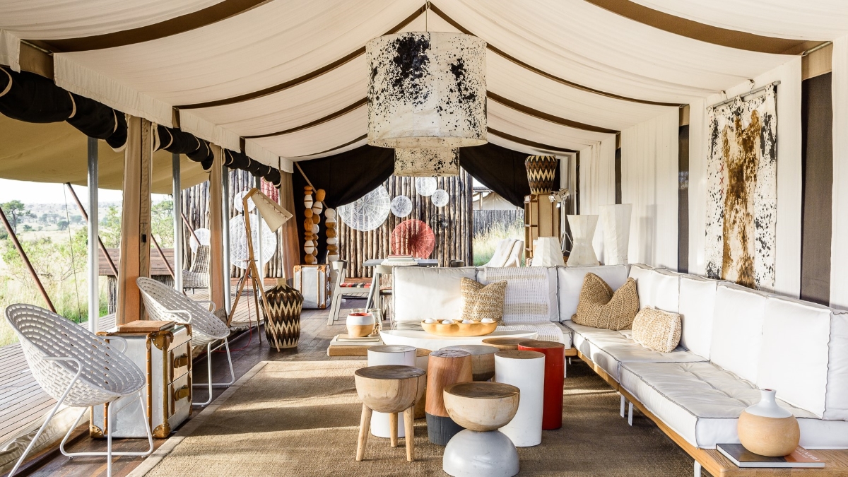 Beautiful interior of the tented lounge area