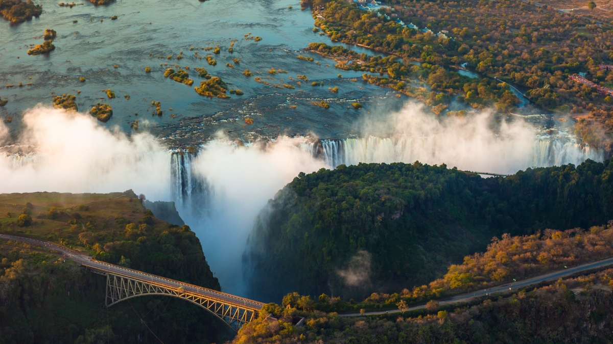 aerial view of Victoria Falls