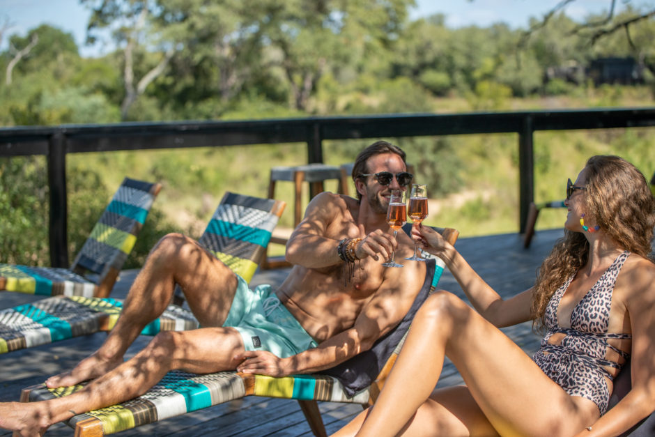 Enjoy a drink next to your private plunge pool at Silvan Safari during winter in Africa