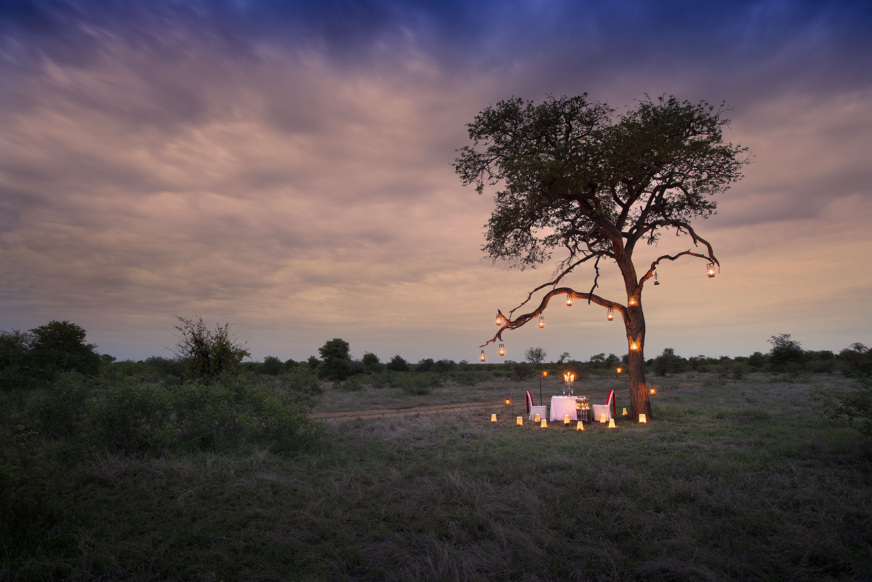 Romantic bush dinner at Tanda Tula Safari Camp