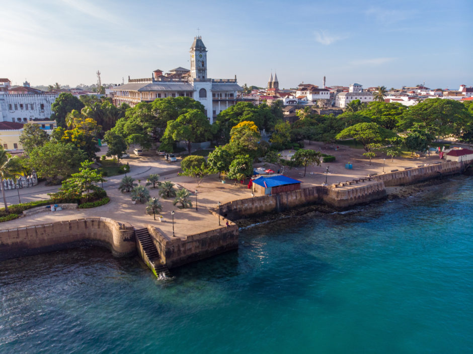 Aerial shot of Stone Town Embarkment