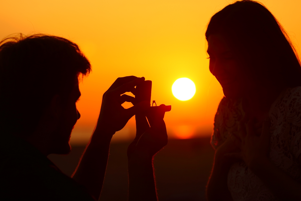 Proposal at sunset