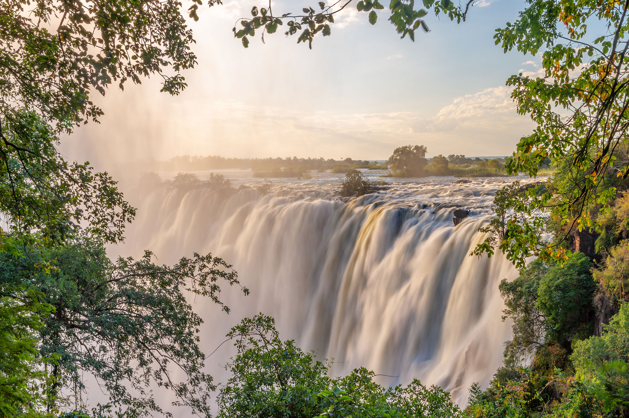 Victoria falls on Zambezi river, between Zambia and Zimbabwe