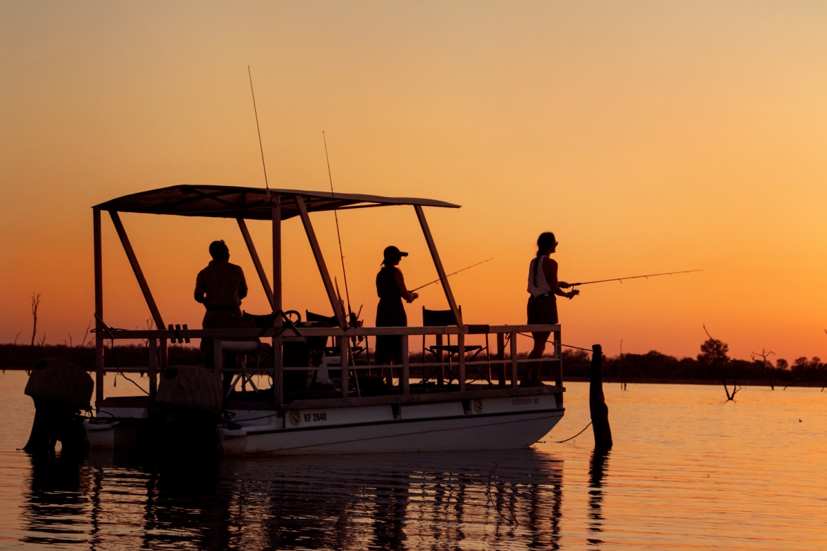 Catch and release fishing at sunset