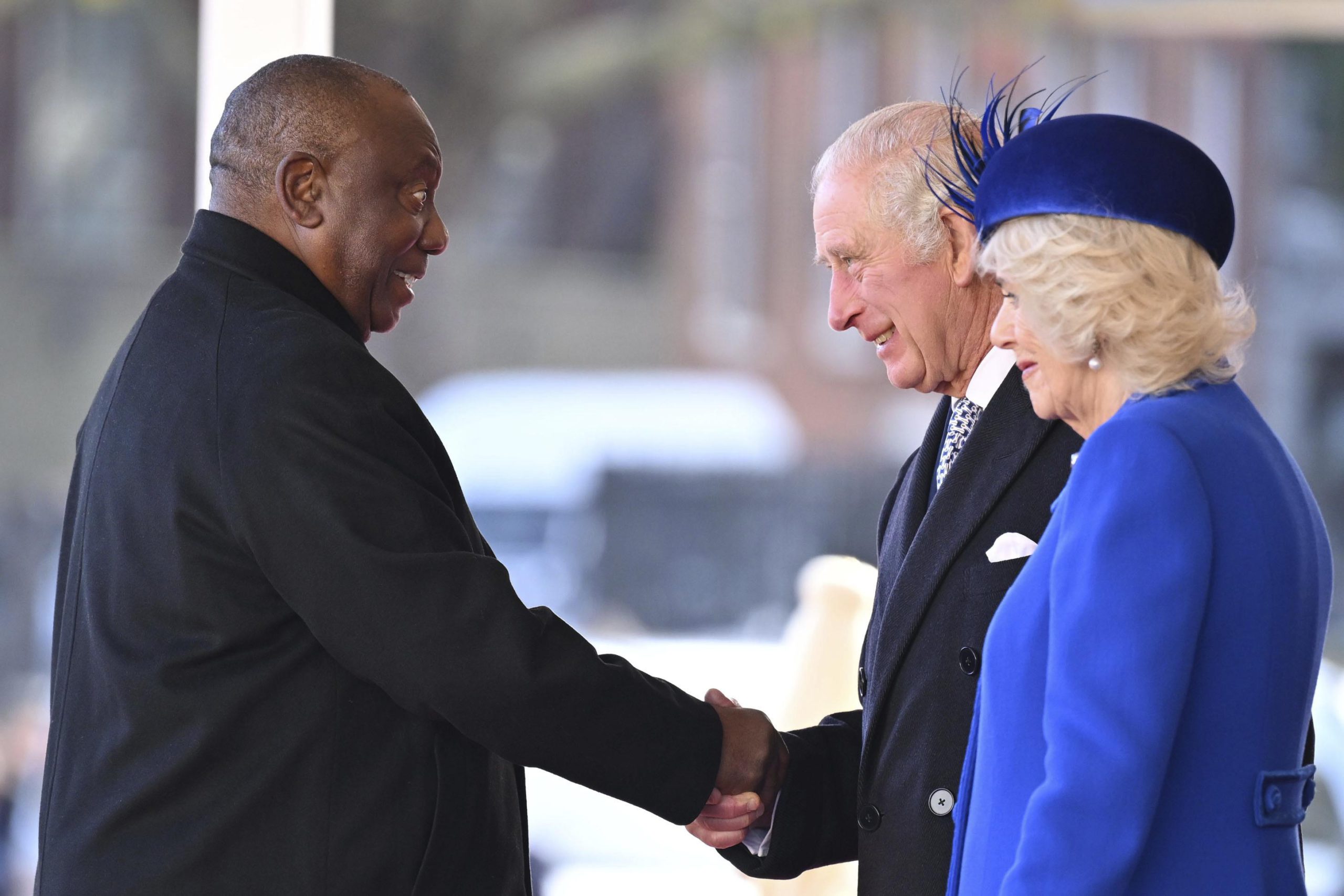 King Charles III and Camilla meeting South Africa's president Ramaphosa in London