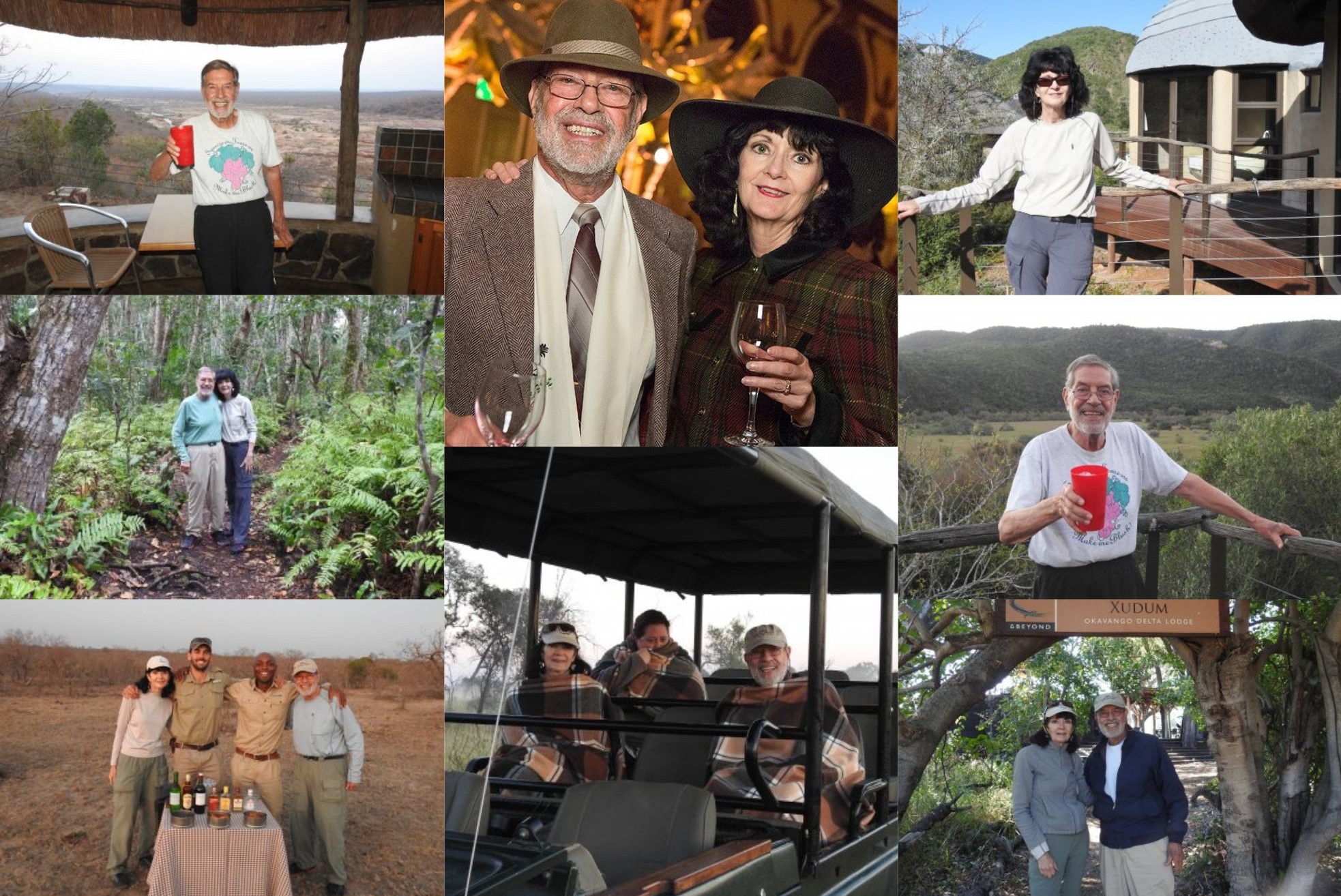 Photo collage of Lindy and Ed in Africa over the years 