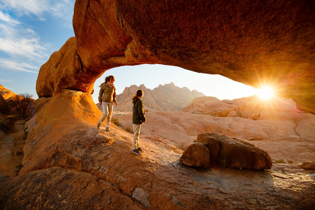 safari experiences in Namibia include walking through boulder strewn landscapes