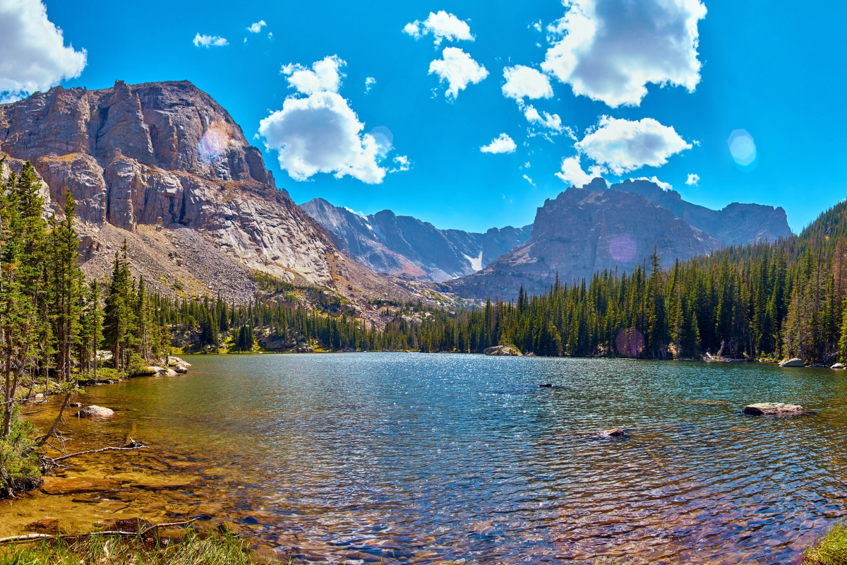 Rocky Mountains with the Loch Lake in the foreground