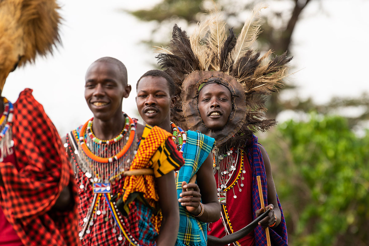 Maasai Mara in their colourful traditional clothing