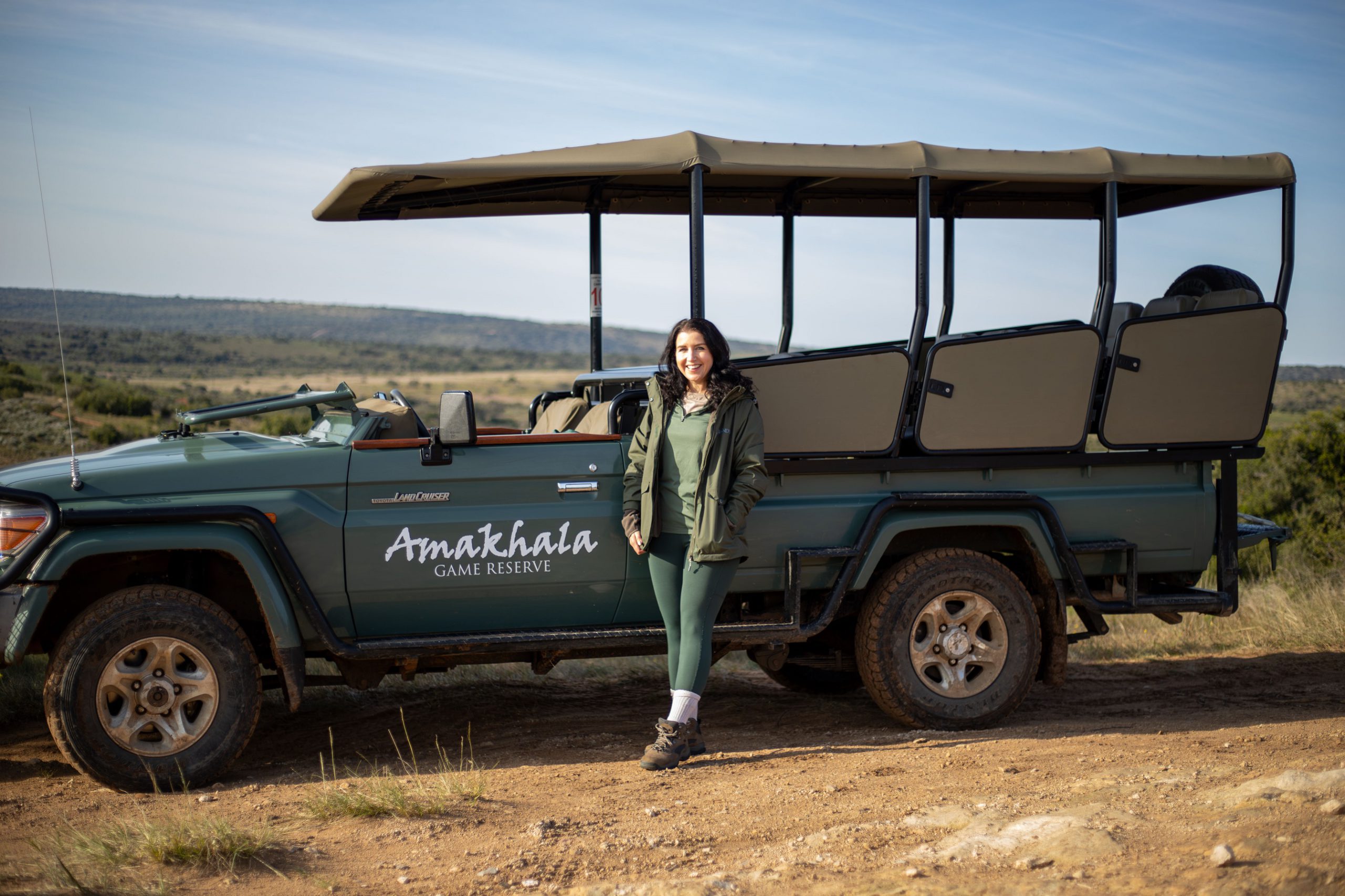 Tania de Kock on safari at Amakhala Private Game Reserve in Eastern Cape, South Africa