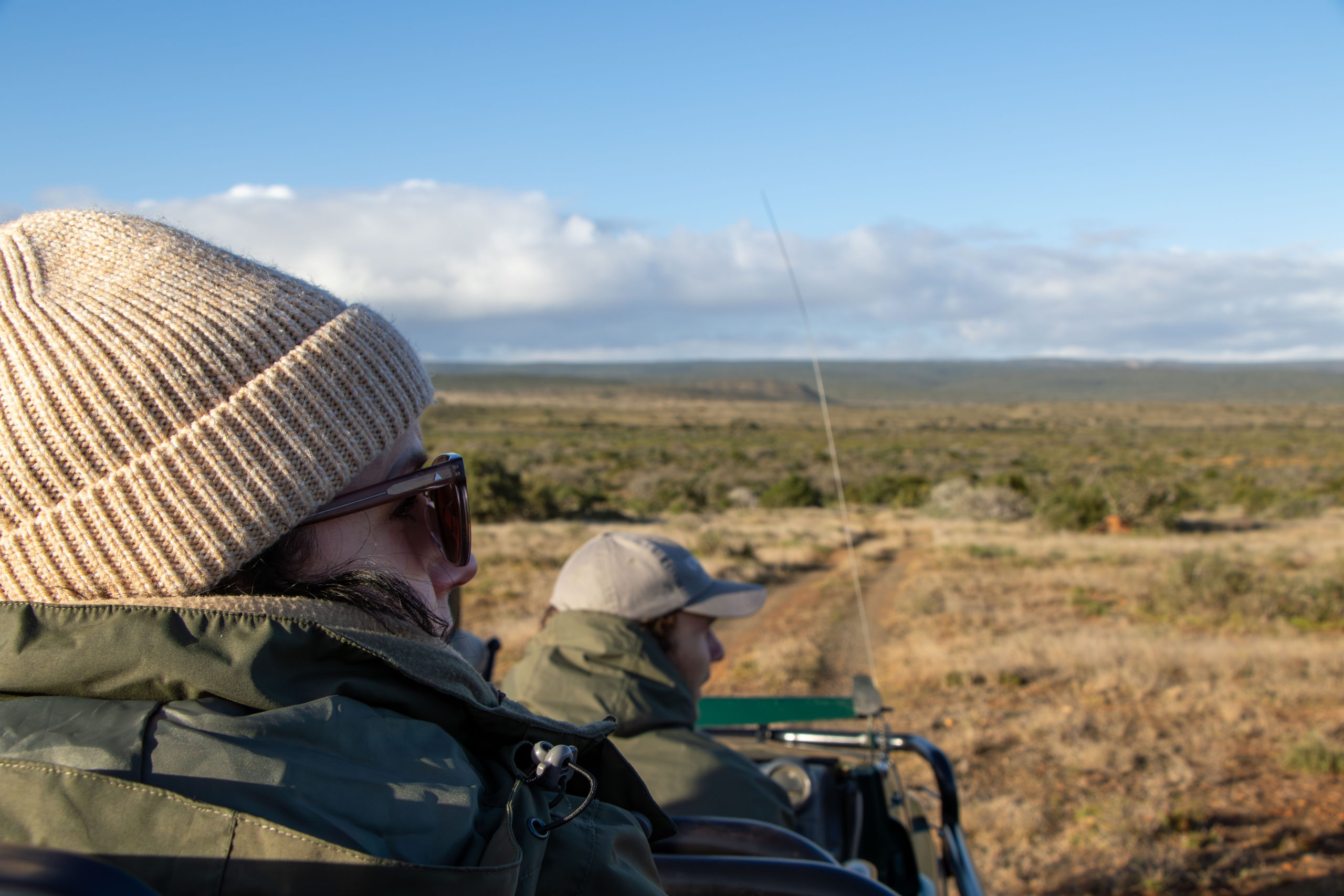 On a game drive at Kwandwe Private Game Reserve