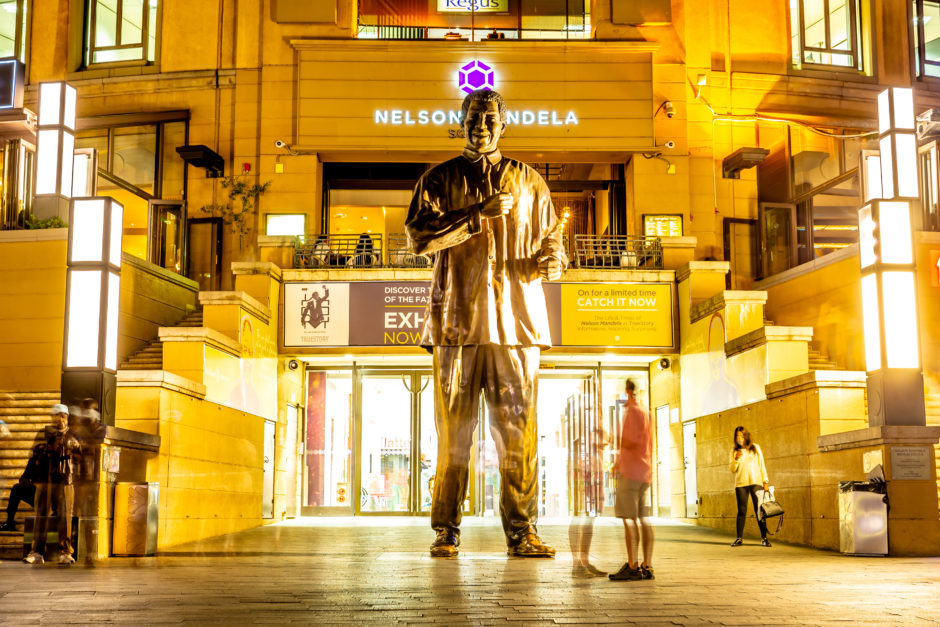 This statue reflects Madiba's vibrant spirit, captured as he dances the Madibe Jive