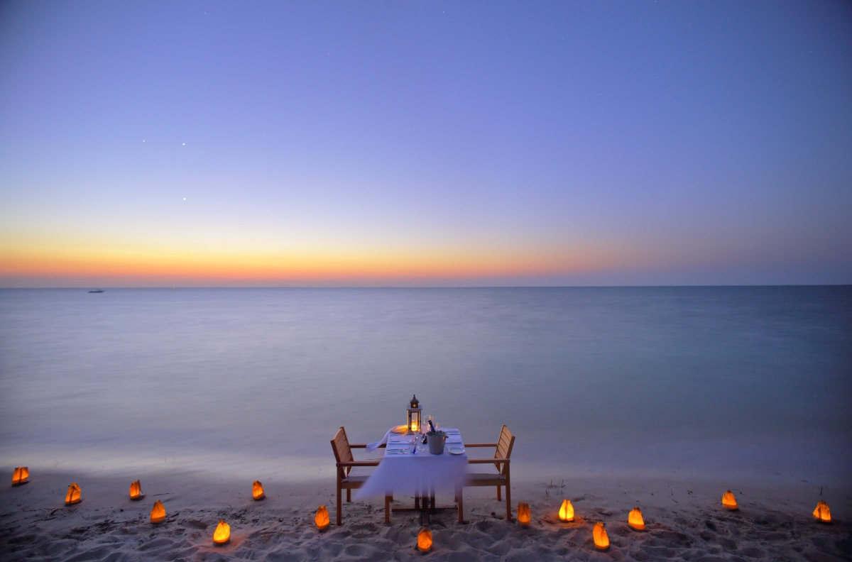 Candle-lit beach dinner