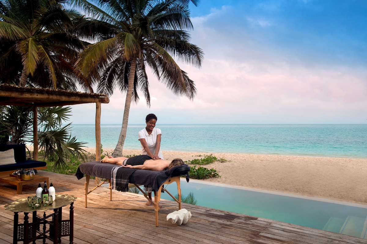 Massage on private deck overlooking the ocean