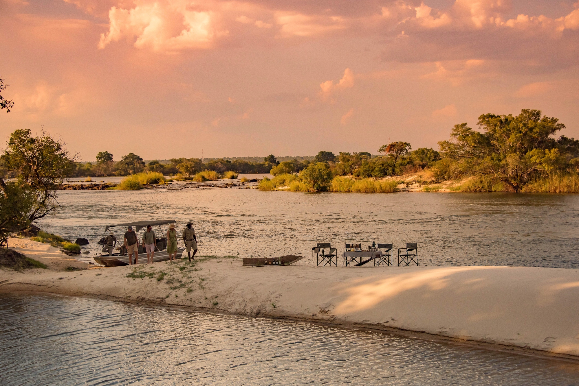 Sunset drinks during a river cruise