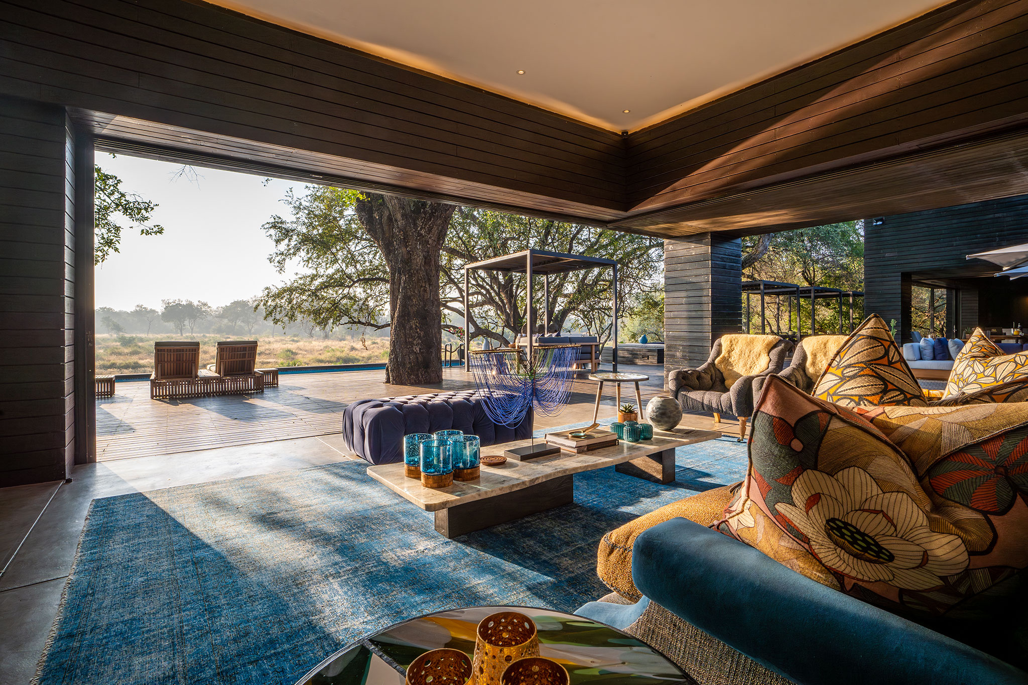 Interiors of main lounge area at Silvan Safari