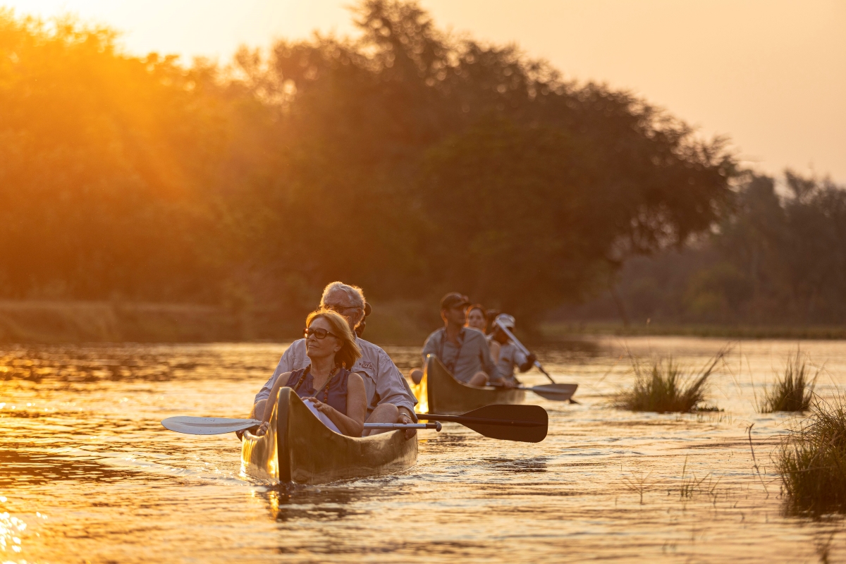 Canoe safari at sunset