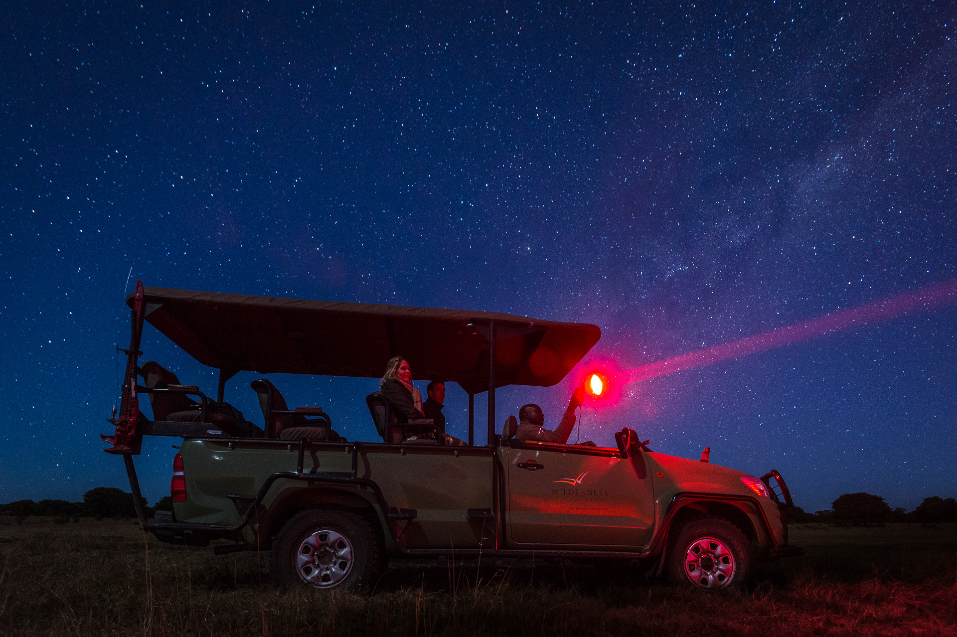 On a night game drive at Little Makalolo Camp in Hwange National Park