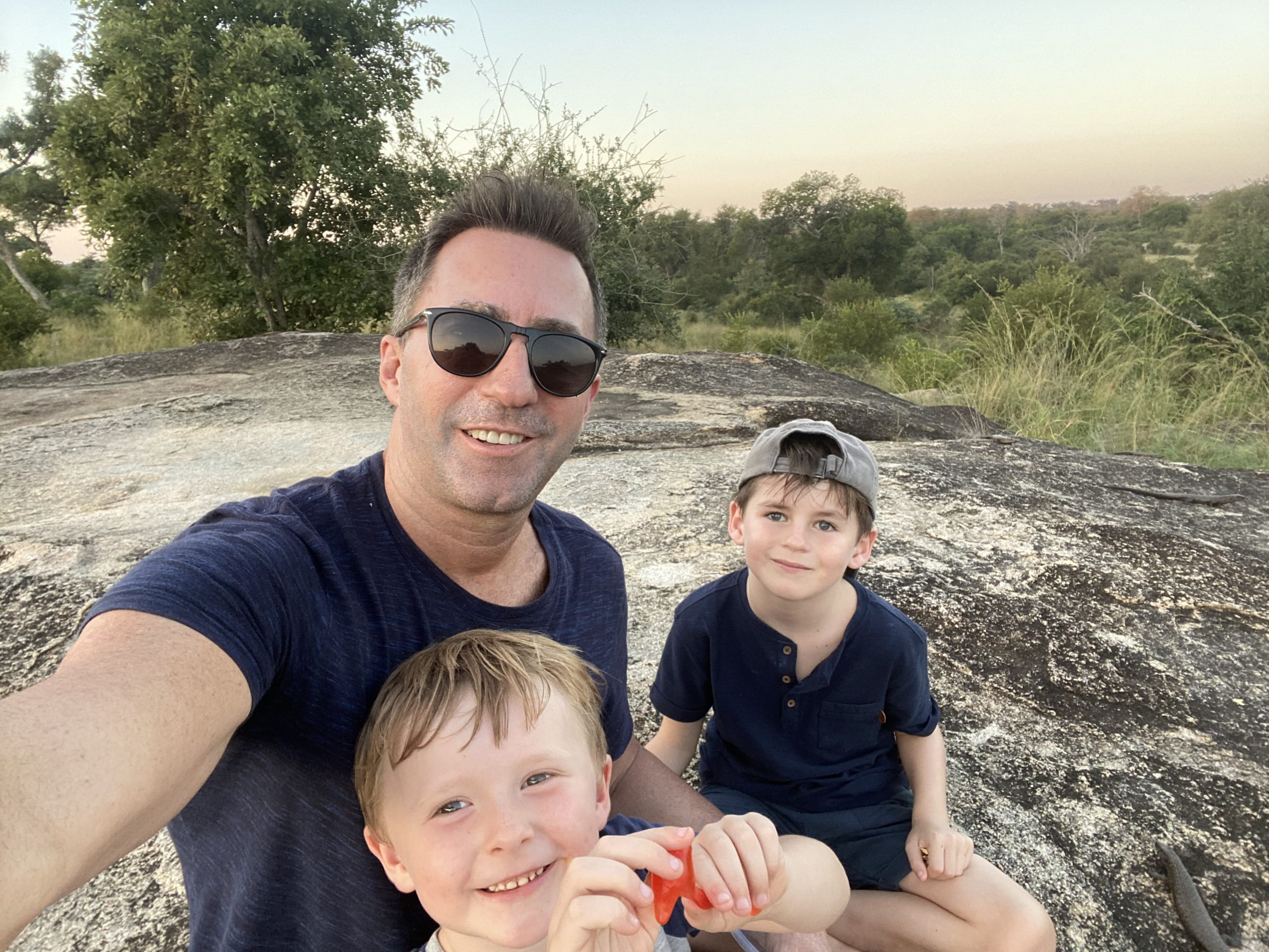 David Ryan, CEO and Founder of Rhino Africa, on safari with two of his children